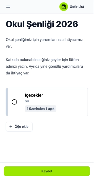 BringList show a list